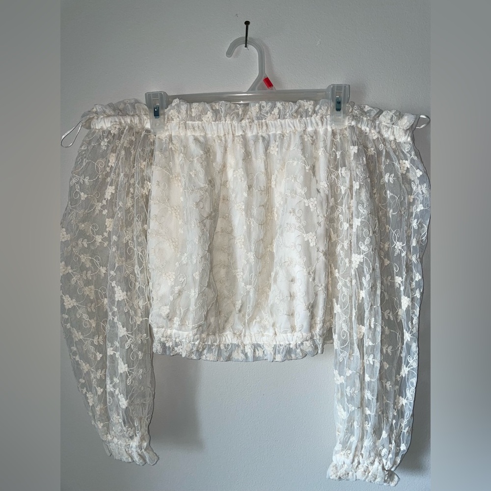 Cream Off Shoulder Lace Top
